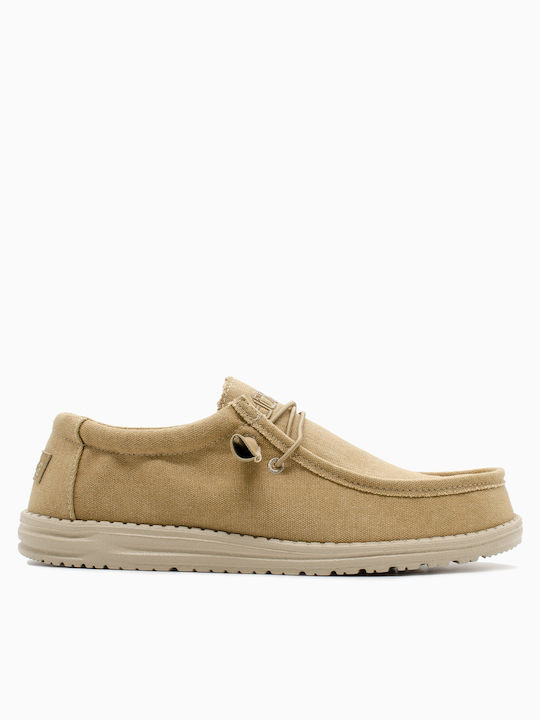 Hey Dude Wally Leder Herren Mokassins in Beige Farbe