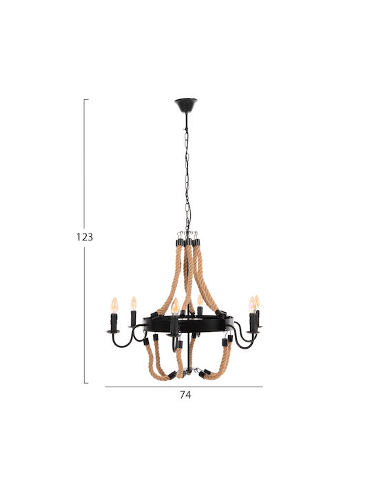 HomeMarkt Chandelier with Rope Black HM4177