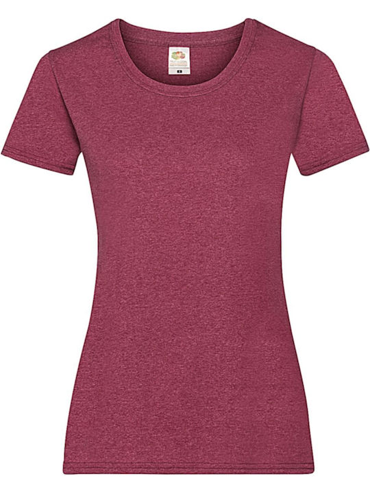 Fruit of the Loom Valueweight T Women's Short Sleeve Promotional T-Shirt Vintage Heather Red