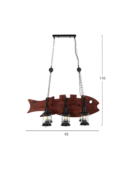 HomeMarkt Hängende Deckenleuchte Kronleuchter für 6 Lampen E27 Braun