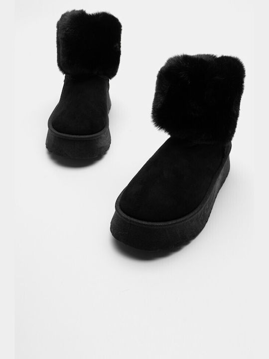 Luigi Women's Ankle Boots with Fur Black