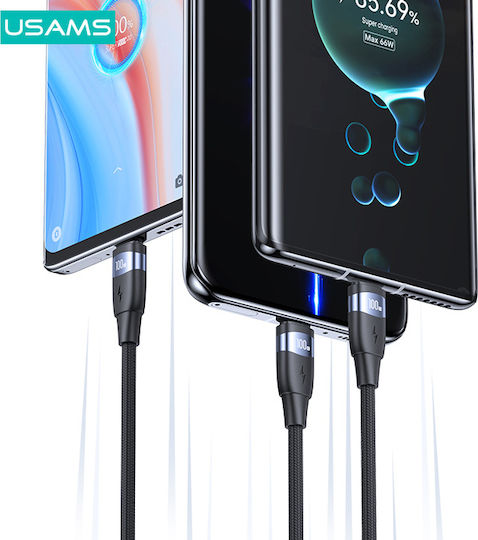 Usams Cablu Braided USB 2.0 USB-C Masculin - USB-C 100W PD Negru 2m SJ633USB01