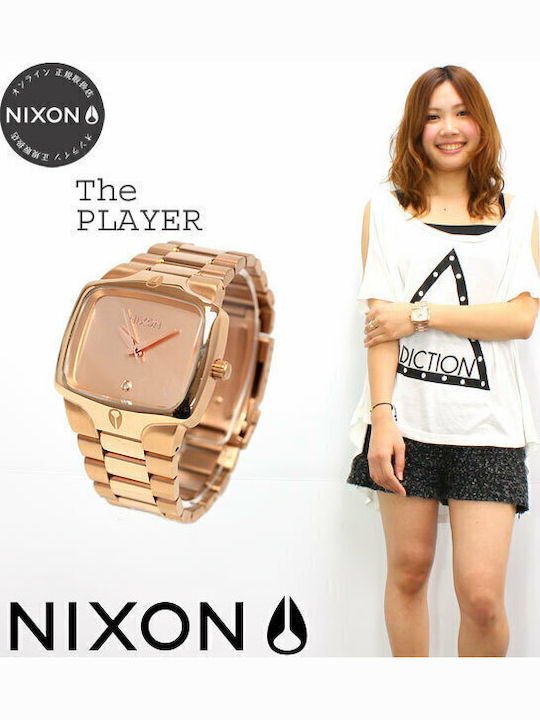 Nixon Γυναικείο Ρολόι 41mm Μπαταρίας με Ροζ Χρυσό Μεταλλικό Μπρασελέ