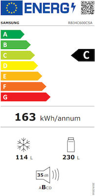 Samsung Ψυγειοκαταψύκτης 344lt NoFrost Υ185.3xΠ59.5xΒ65.8εκ. Inox