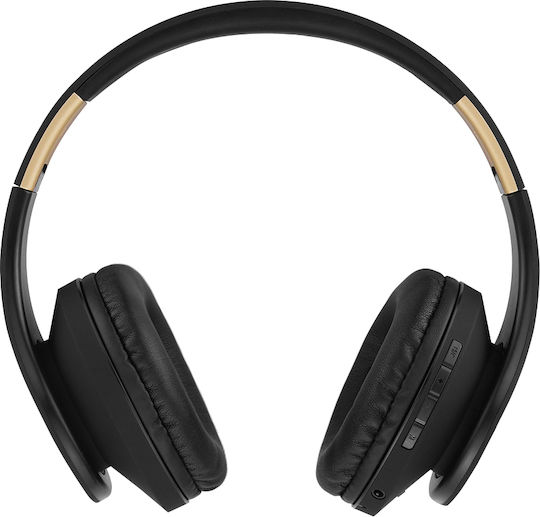 PowerLocus P2 Wireless / Wired Over Ear Headphones with Radio with 20 Hours Playing Time Black Gold