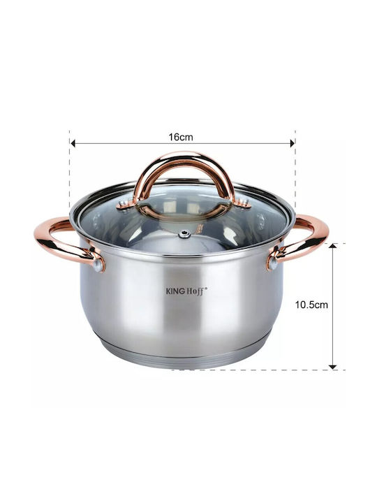 KING Hoff Pots Set of Stainless Steel with No Coating Inox / Copper 8pcs