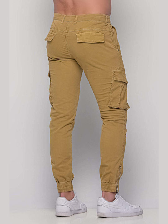 Men's Trousers Cargo Elastic in Slim Fit Beige