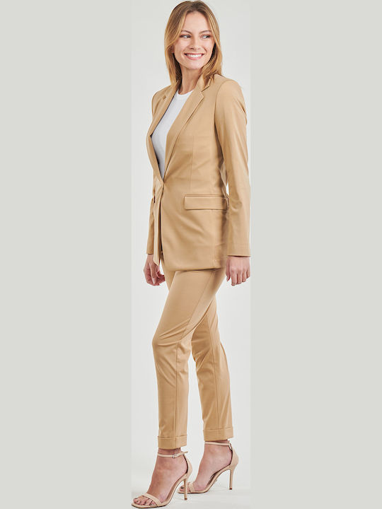 Women's Fabric Trousers Beige