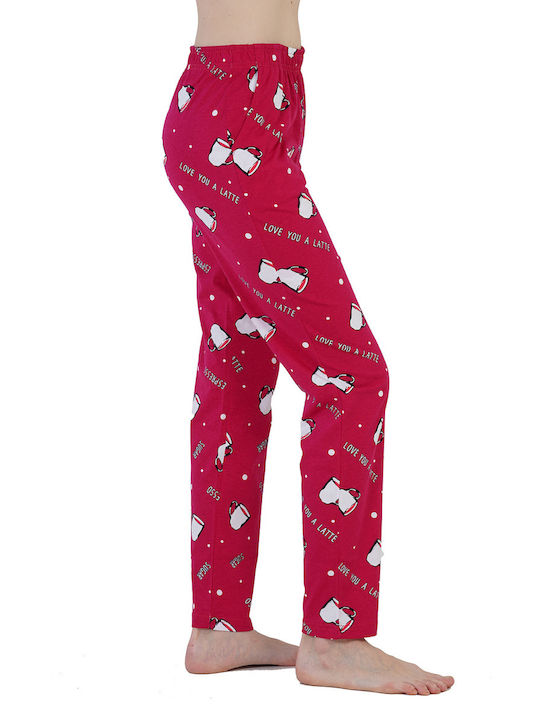 Vienetta Secret Winter Women's Pyjama Pants Red Vienetta