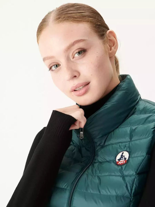 Just Over The Top Women's Short Puffer Jacket for Winter Green