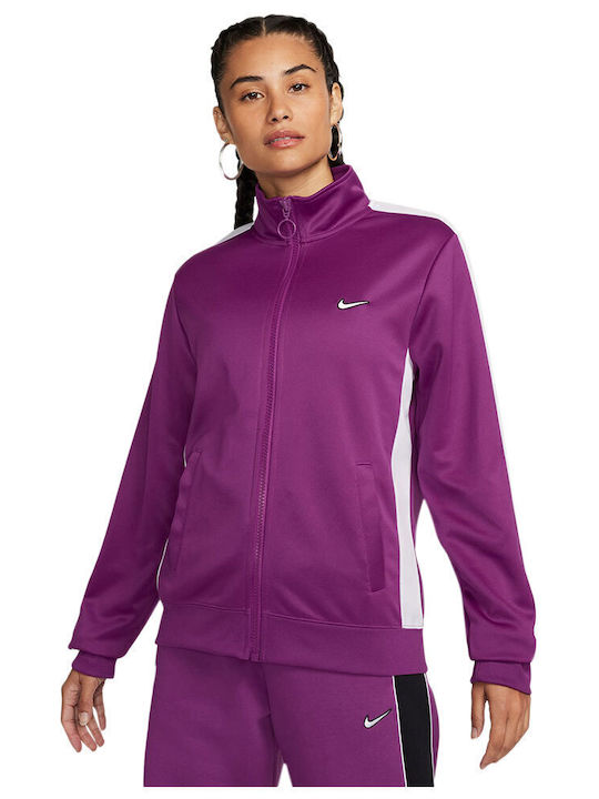 Sportswear Women's Cardigan with Zipper Bold Berry White