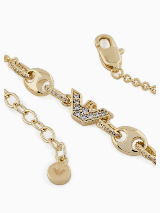 Emporio Armani Bracelet Chain made of Brass Gold Plated with Zircon