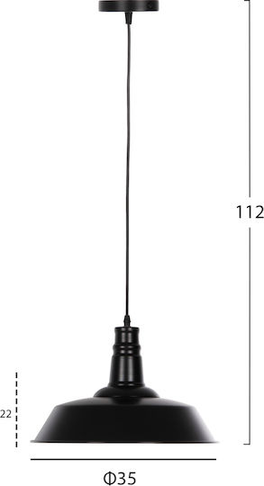 HomeMarkt Κρεμαστό Φωτιστικό Μαύρο με Ντουί E27 35εκ.
