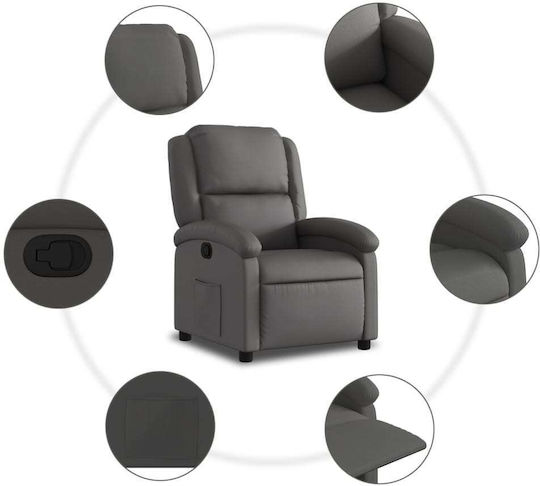 Relaxsessel mit Fußhocker aus echtem Leder Grey 71x86.5x99.5cm
