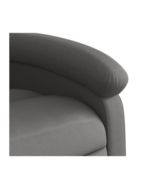 Фотьойл Relax С поставка за крака от Естествена Кожа Сив 71x86.5x99.5см