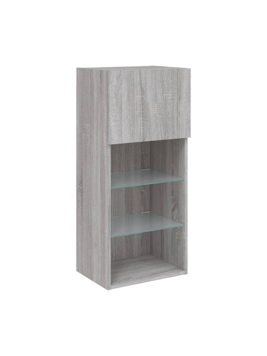 Wand Wohnzimmer Vitrine aus Spanplatte mit Glas & Beleuchtung Grey 40.5x30x90cm