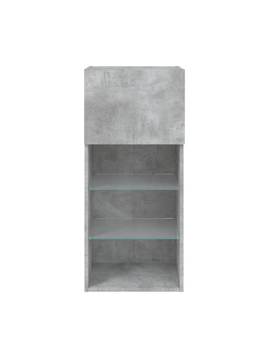 Wand Wohnzimmer Vitrine aus Spanplatte mit Glas & Beleuchtung Grey 40.5x30x90cm
