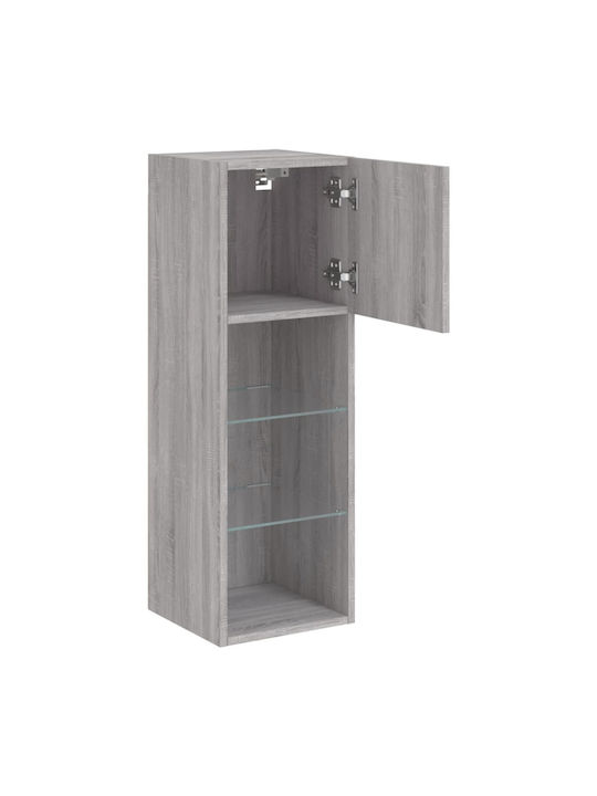 Wand Wohnzimmer Vitrine aus Spanplatte mit Glas & Beleuchtung Grey 30.5x30x90cm