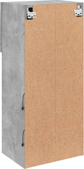 Wall Living Room Display Cabinet made of Particleboard with Glass & Lighting Grey 40.5x30x90cm