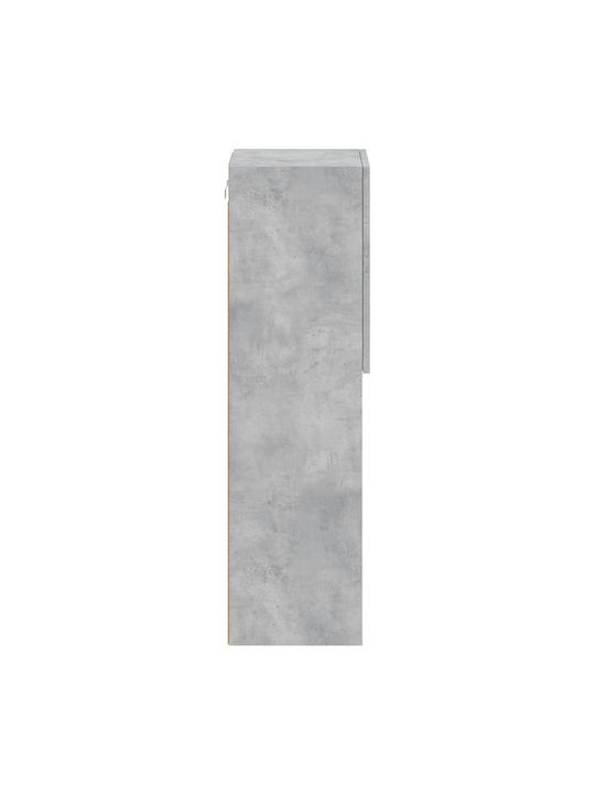 Wand Wohnzimmer Vitrine aus Spanplatte mit Glas & Beleuchtung Grey 30.5x30x102cm