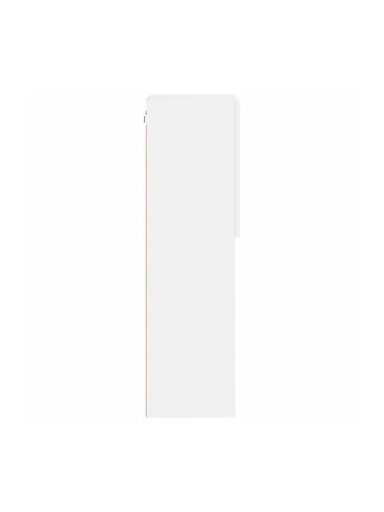 Wall Living Room Display Cabinet made of Particleboard with Glass & Lighting White 40.5x30x102cm