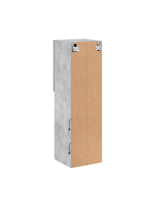 Wand Wohnzimmer Vitrine aus Spanplatte mit Glas & Beleuchtung Grey 30.5x30x102cm
