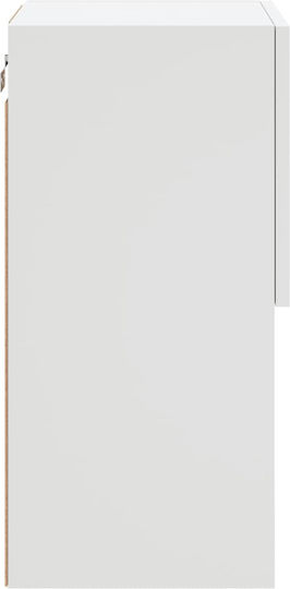 Hängende Wohnzimmer-Vitrine aus Spanplatte Weiß mit Glas & LED-Beleuchtung 30,5x30x60 cm