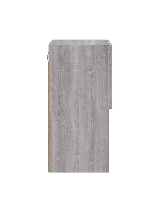 Wand Wohnzimmer Vitrine aus Spanplatte mit Glas & Beleuchtung Grey Sonoma 30.5x30x60cm