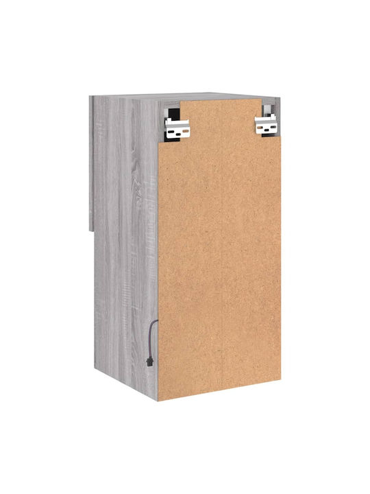 Wand Wohnzimmer Vitrine aus Spanplatte mit Glas & Beleuchtung Grey Sonoma 30.5x30x60cm