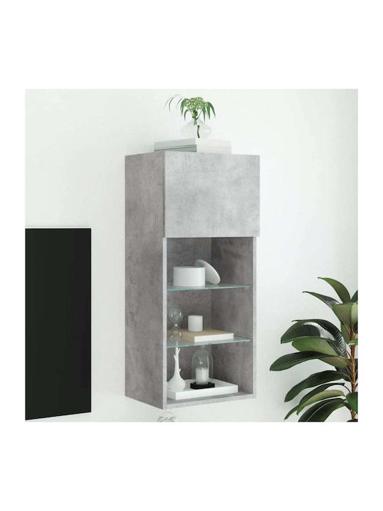Wand Wohnzimmer Vitrine aus Spanplatte mit Glas & Beleuchtung Grey 40.5x30x90cm