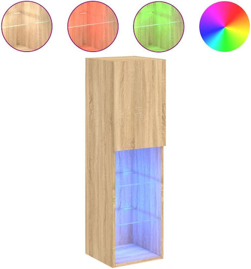 Cabinet Wall with LED 30.5x30x102cm Coffee
