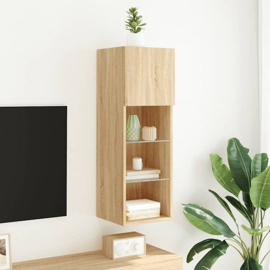 Hängeschrank Wohnzimmer aus Spanplatte mit Beleuchtung Braune 30.5x30x90cm