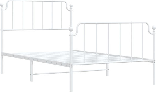Halbgröße Metallbett Weiß mit Lattenrost für Matratze 107x203cm