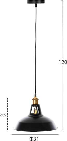 HomeMarkt Κρεμαστό Φωτιστικό Μαύρο 31x21εκ.