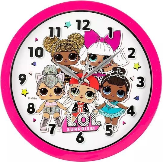 Disney Kids Wall Clock Lol Pink 25cm