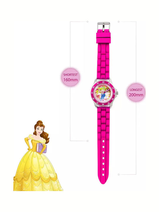 Disney Kinder-Analoguhr Princess mit Kautschuk/Plastikarmband Fuchsie