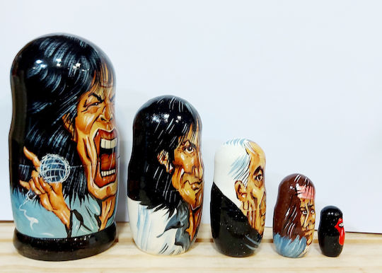 Wooden Decorative Miniature Babushka The Rolling Stones 11cm 5pcs