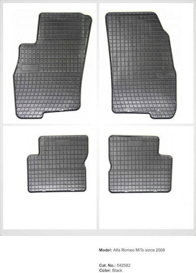 Refref Set of Front and Rear Mats 4pcs Tray Type for Fiat Grande Punto 2005+ Black