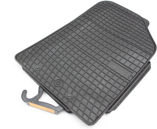 Refref Set of Front and Rear Mats 4pcs Tray Type for Kia Soul 2014+ Black