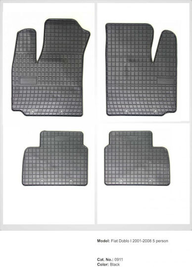 Refref Set of Front and Rear Mats 4pcs Tray Type for Fiat Doblo 2001-2008 Black