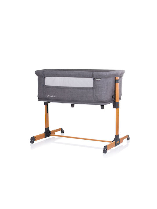 Chipolino Λίκνο Mommy N Me Graphite Wood με Στρώμα και Πλαϊνό Άνοιγμα