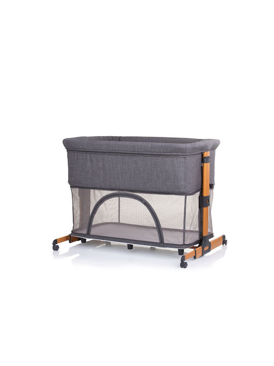 Chipolino Λίκνο Mommy N Me Graphite Wood με Στρώμα και Πλαϊνό Άνοιγμα