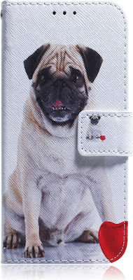 Xiaomi Redmi 9 OEM Cute Dog Hülle mit Standfuß, Kartenschlitzen und magnetischem Flip Wallet Verschluss aus Kunstleder und TPU