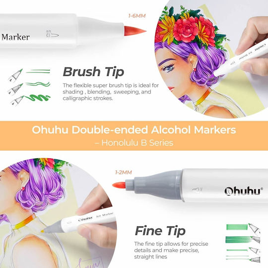 Ohuhu Honolulu B Drawing Markers with Double Tip Set 120 Colours
