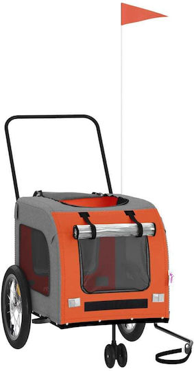 vidaXL Remorcă bicicletă pentru transport câine până la 45kg Portocaliu M121xL65xA63cm.