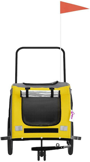vidaXL Dog Carrying Yellow Bicycle Trailer for 45kg Pets L134xW72xH68cm