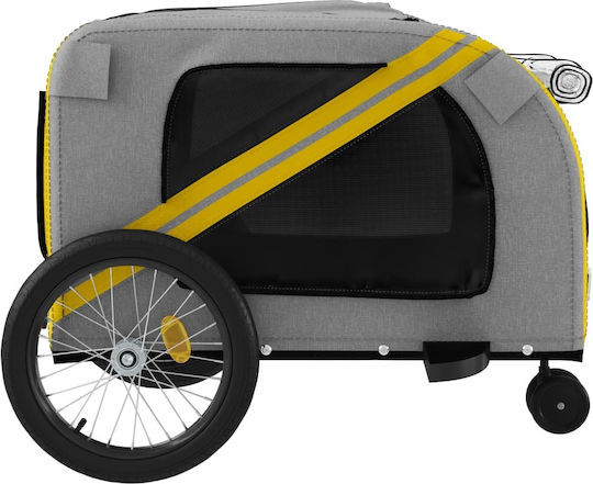 vidaXL Dog Carrying Yellow Bicycle Trailer for 45kg Pets L134xW72xH68cm