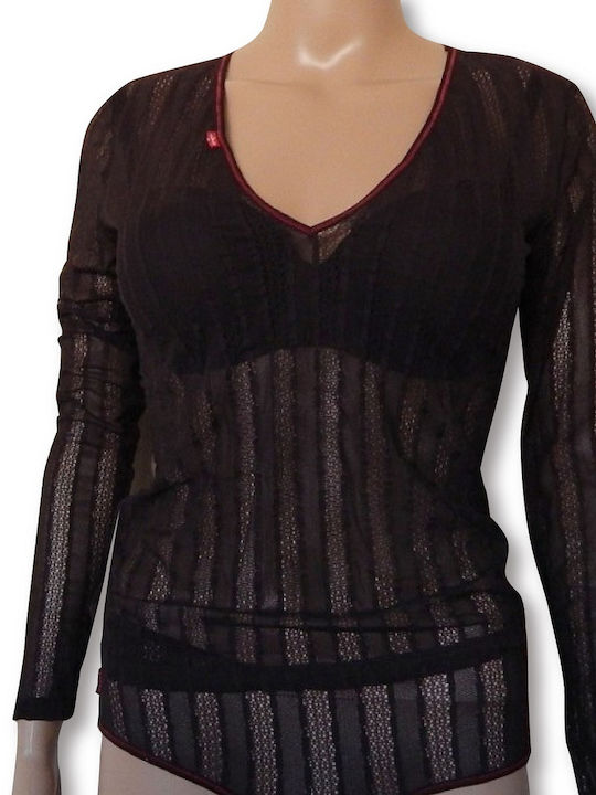 Damen Bluse Langärmelig Schwarz