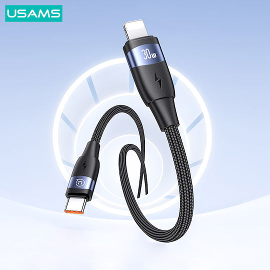 Usams Braided USB-C to Lightning Cable 30W Μαύρο 1.2m (US-SJ634)