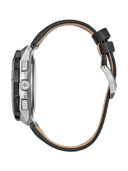 Promaster Skyhawk A-T Дигитален Мъжки Часовник 46 мм Хронограф Eco-Drive с Черна Кожена Каишка